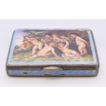 A silver and pale blue enamel snuffbox,
