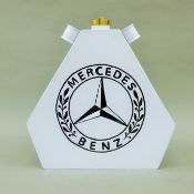 A white 'Mercedes' petrol can. 33 cm high.