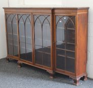 An Edwardian mahogany glazed display cabinet. 182 cm wide x 115 cm high.
