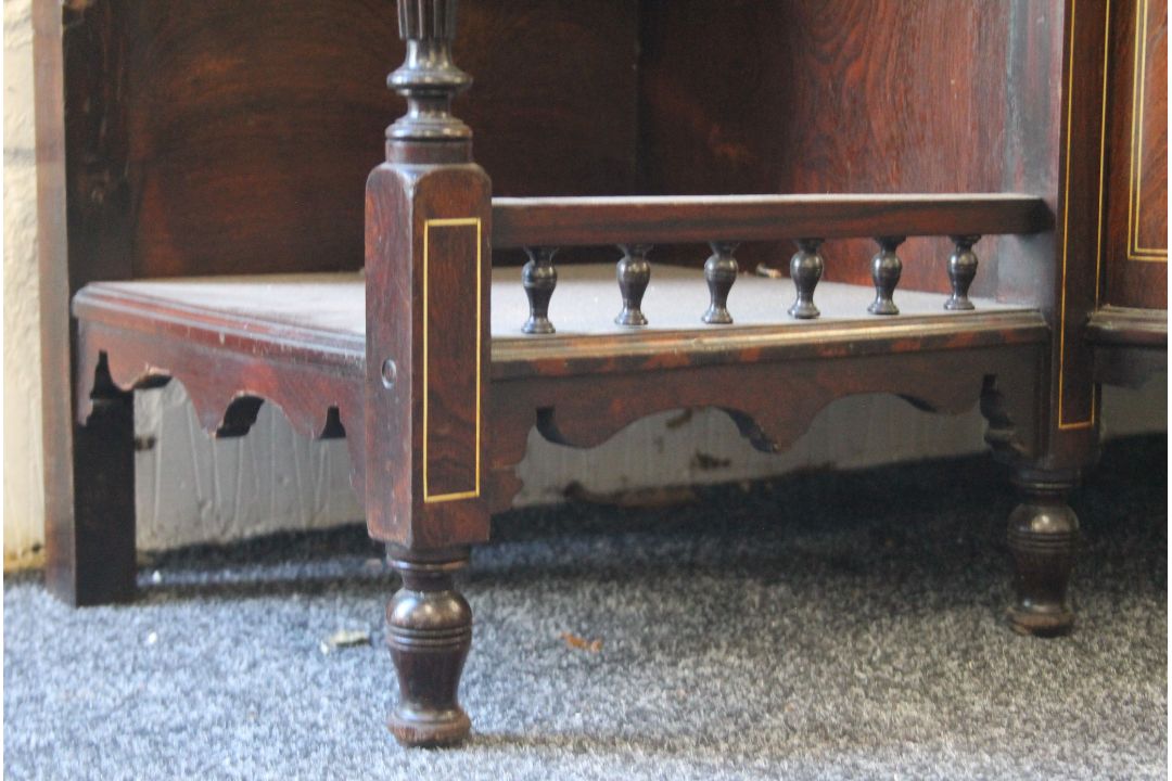 A Victorian inlaid rosewood side cabinet. 152 cm wide, 260 cm high. - Image 13 of 13