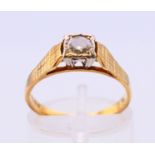 A 0.25 ct diamond solitaire ring set in 18 ct gold. 3.1 grammes. Ring size N.