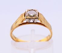 A 0.25 ct diamond solitaire ring set in 18 ct gold. 3.1 grammes. Ring size N.