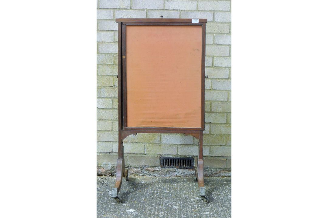 A 19th century mahogany fire screen on splay legs with three sliding panels. 54 cm wide. - Image 2 of 5