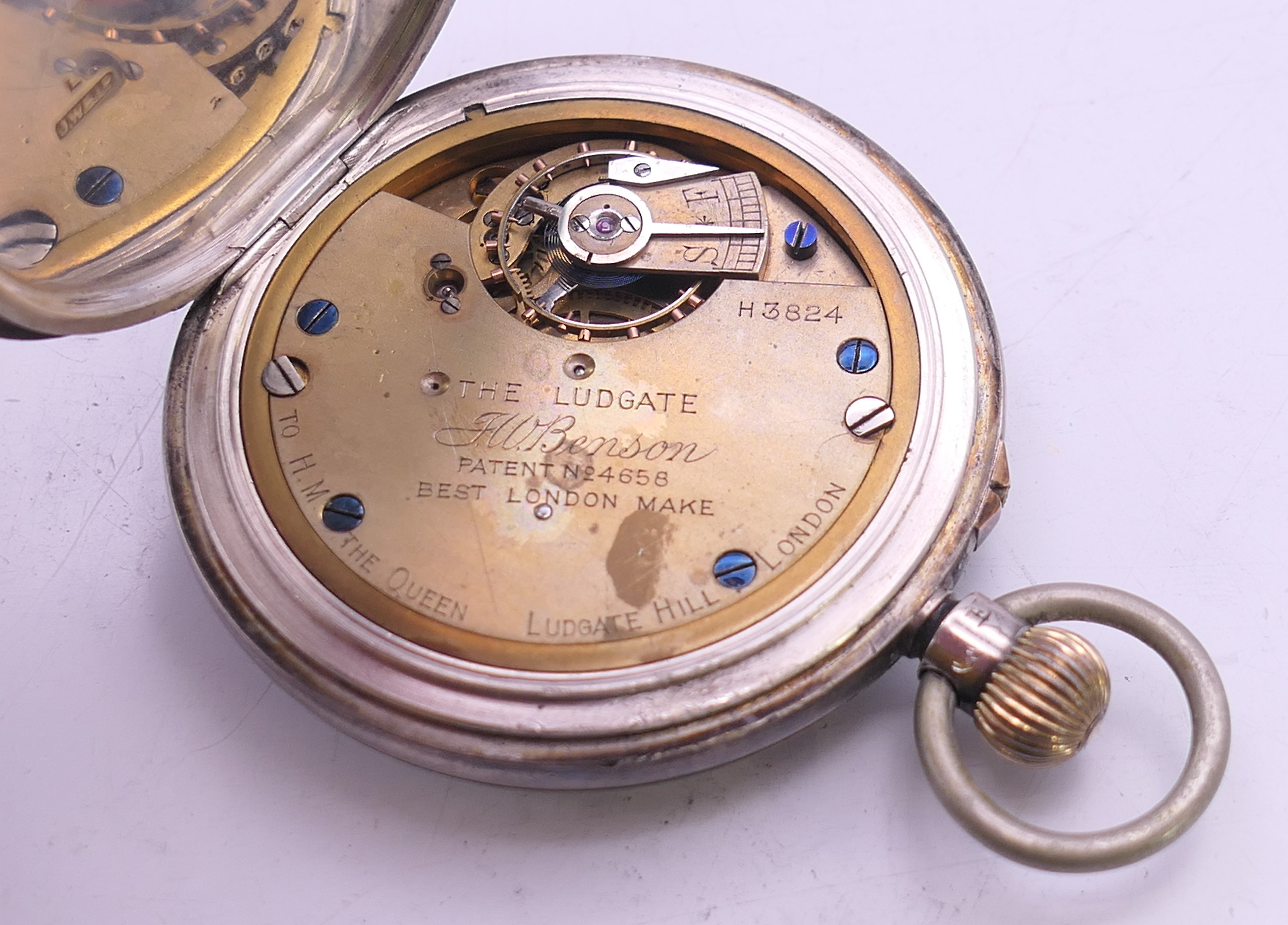 A J W Benson silver pocket watch. 5.25 cm diameter. - Image 4 of 8