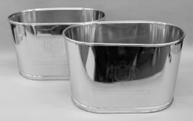A pair of oval 'Bollinger' wine coolers. 43 cm long.