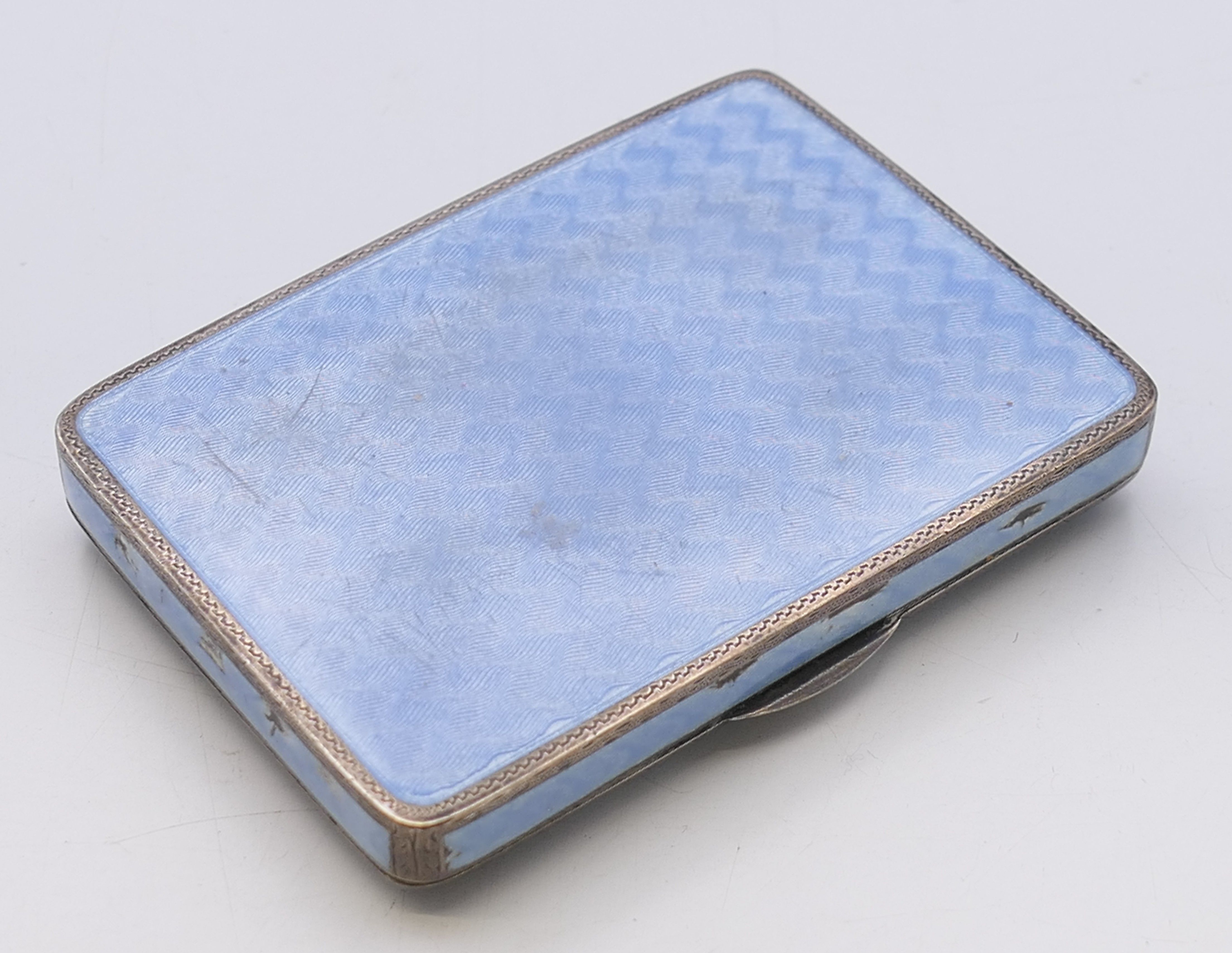 A silver and pale blue enamel snuffbox, - Image 6 of 6