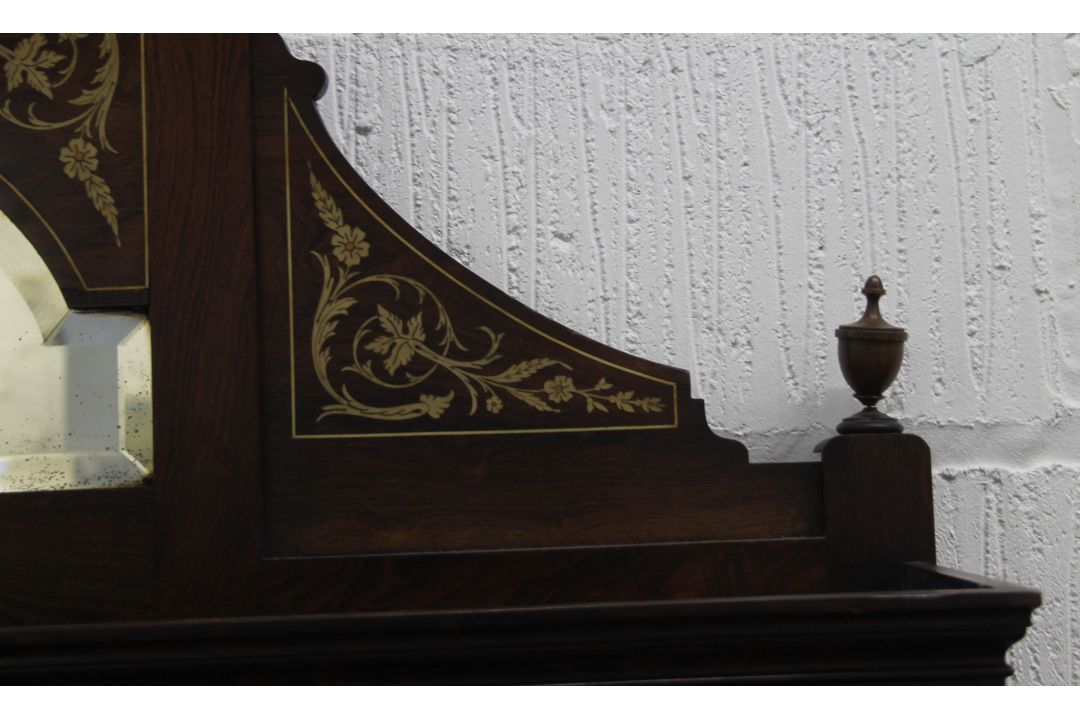 A Victorian inlaid rosewood side cabinet. 152 cm wide, 260 cm high. - Image 5 of 13