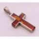 Two silver and amber rings and a cross pendant. Pendant 2.5 cm high. - Image 3 of 10