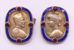 A pair of silver figural cufflinks bearing Russian marks. 2.25 cm high.