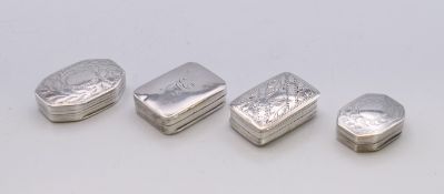Four Georgian silver vinaigrettes. Larger 3 cm x 2 cm.
