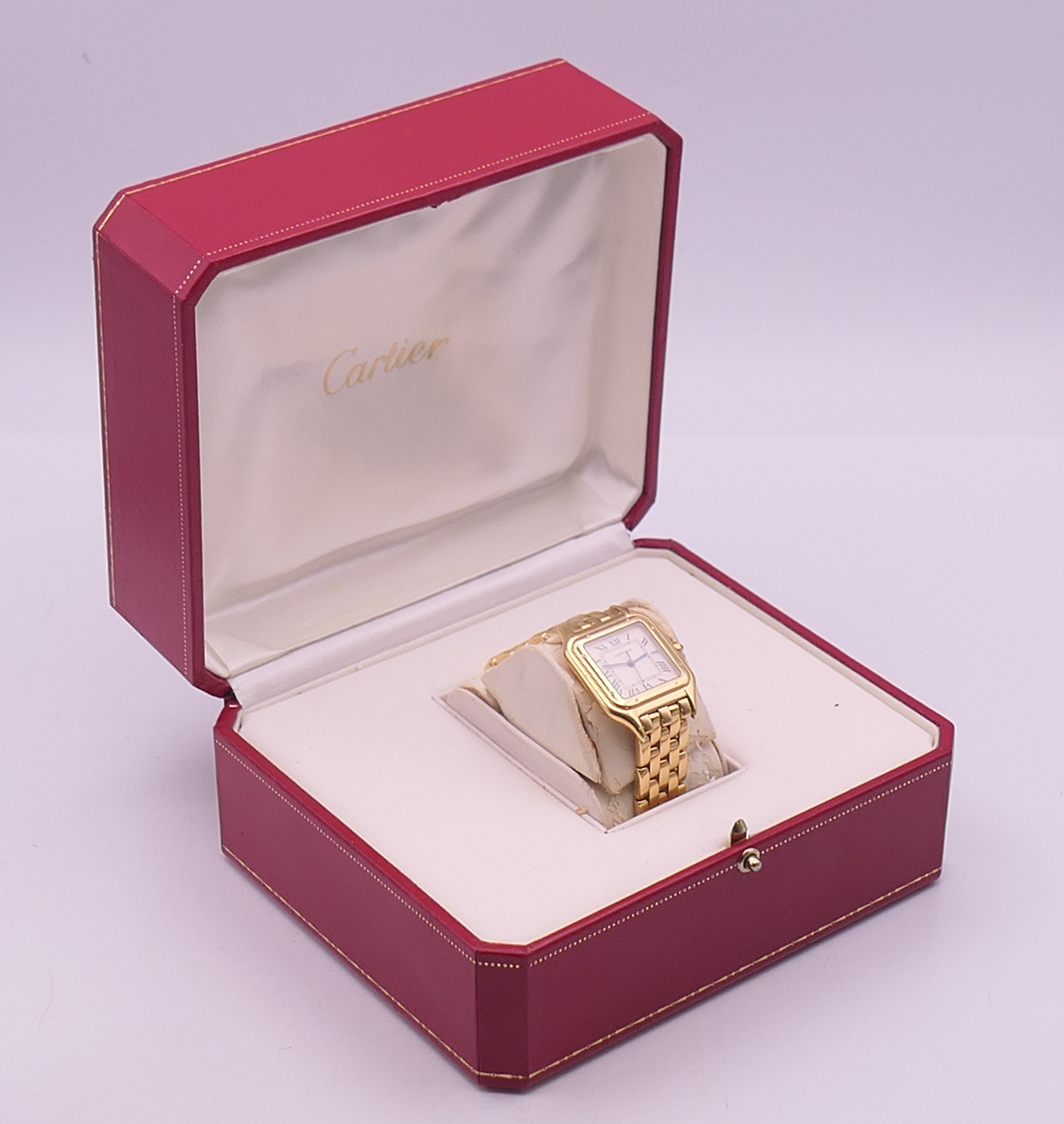 A boxed Panthere Cartier 18 ct gold gentlemen's wristwatch, numbered 883968, 008863, - Image 10 of 11