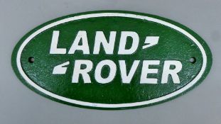 A cast iron 'Land Rover' sign. 35 cm wide.