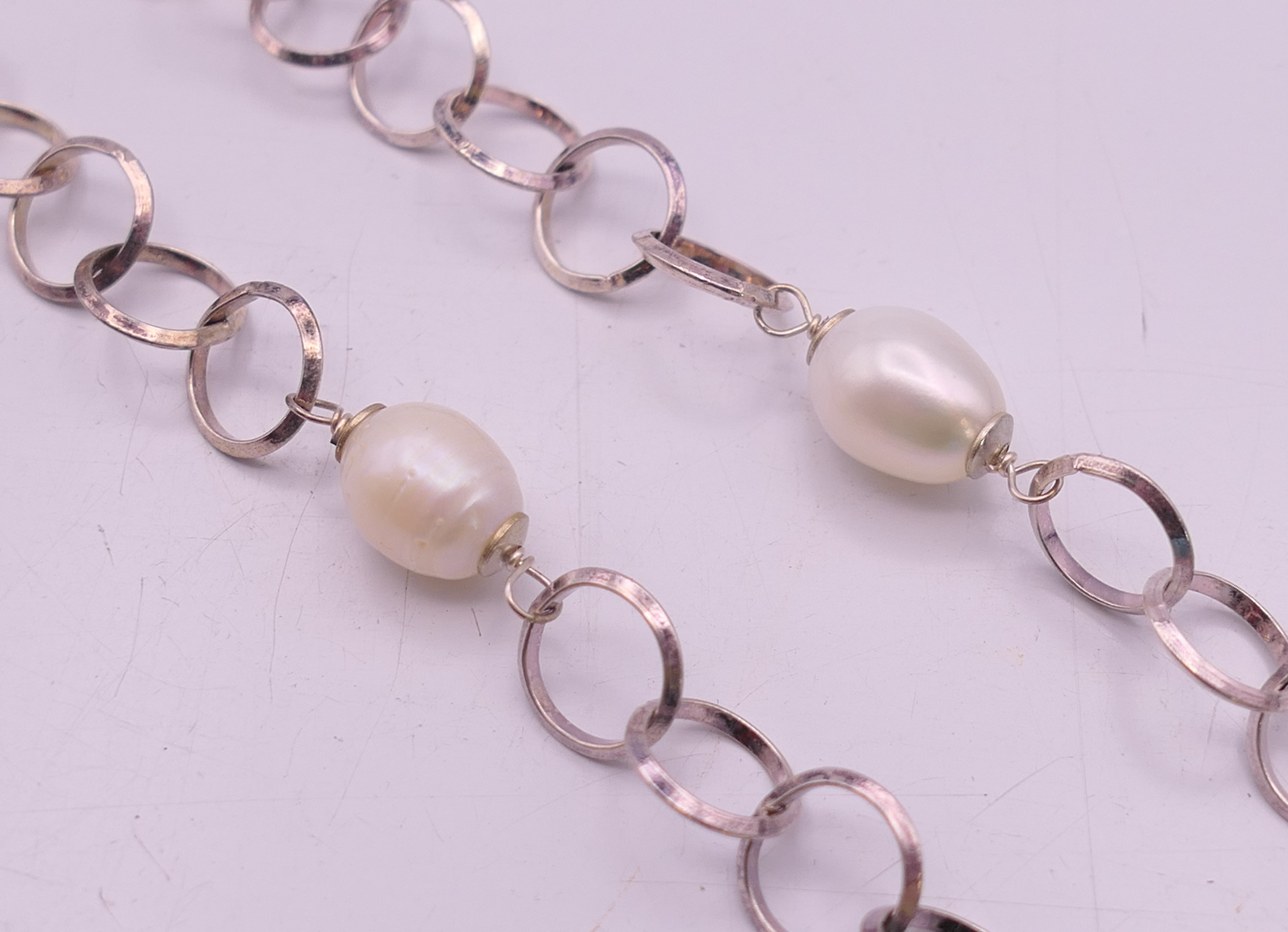 A boxed Christian Lay silver necklace set with pearls and Tiffany blue roundels, with certificate. - Image 3 of 5