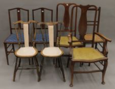 A quantity of Edwardian chairs. The largest 58 cm wide.