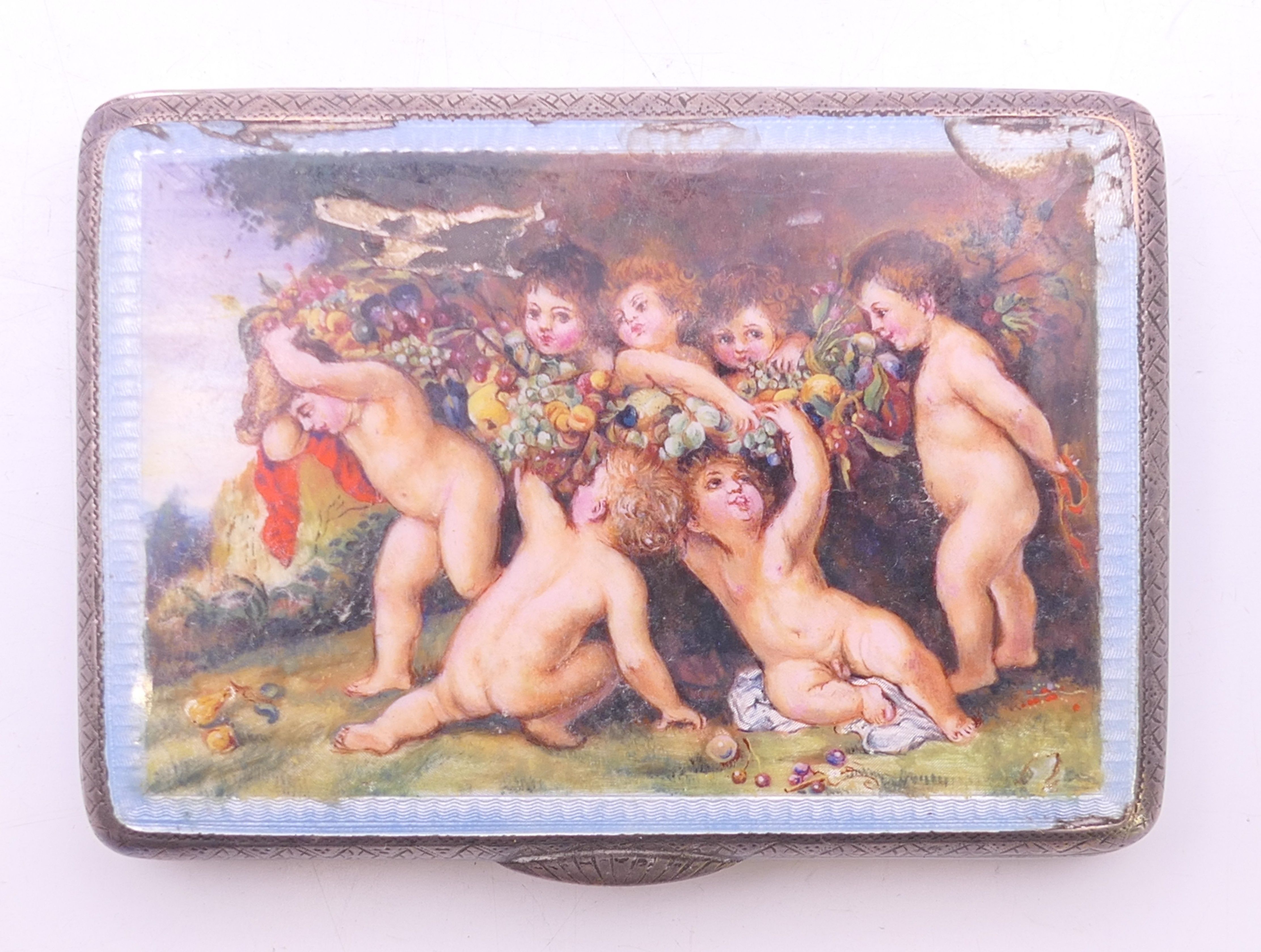 A silver and pale blue enamel snuffbox, - Image 2 of 6