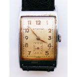 An Eterna gentleman's Tank Curvex Clamshell design wristwatch. Dial 2.25 x 3.25 cm.