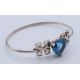 A silver bangle with heart shaped blue stone. Heart 1.5 cm high. - Image 3 of 6