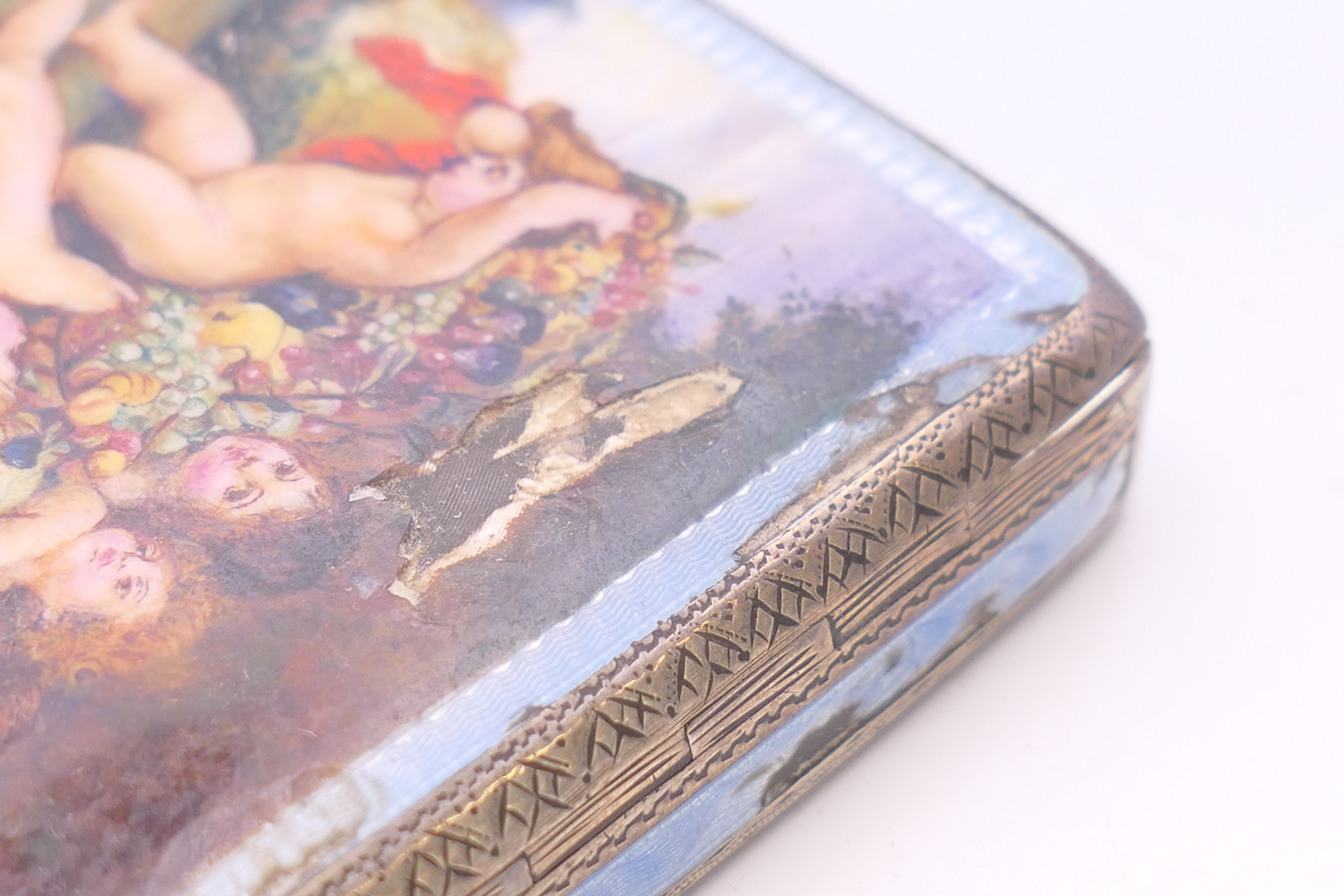 A silver and pale blue enamel snuffbox, - Image 5 of 6