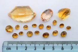 A quantity of loose citrines.