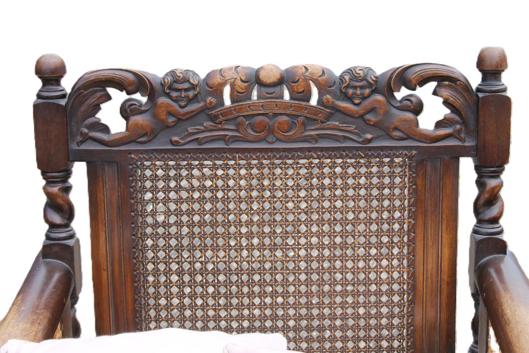 An early 20th century three-piece bergere suite. The settee 165 cm wide. - Image 7 of 12