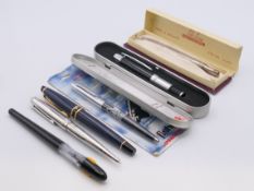 A collection of pens, to include a Waterman fountain pen and case,