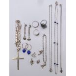 A quantity of silver jewellery to include, rings, necklaces, charms, bracelet,