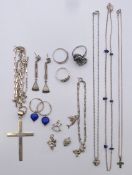 A quantity of silver jewellery to include, rings, necklaces, charms, bracelet,