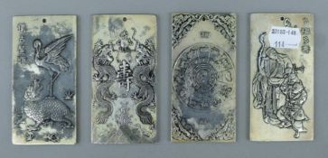 Four Chinese white metal ingots. 9.75 cm.