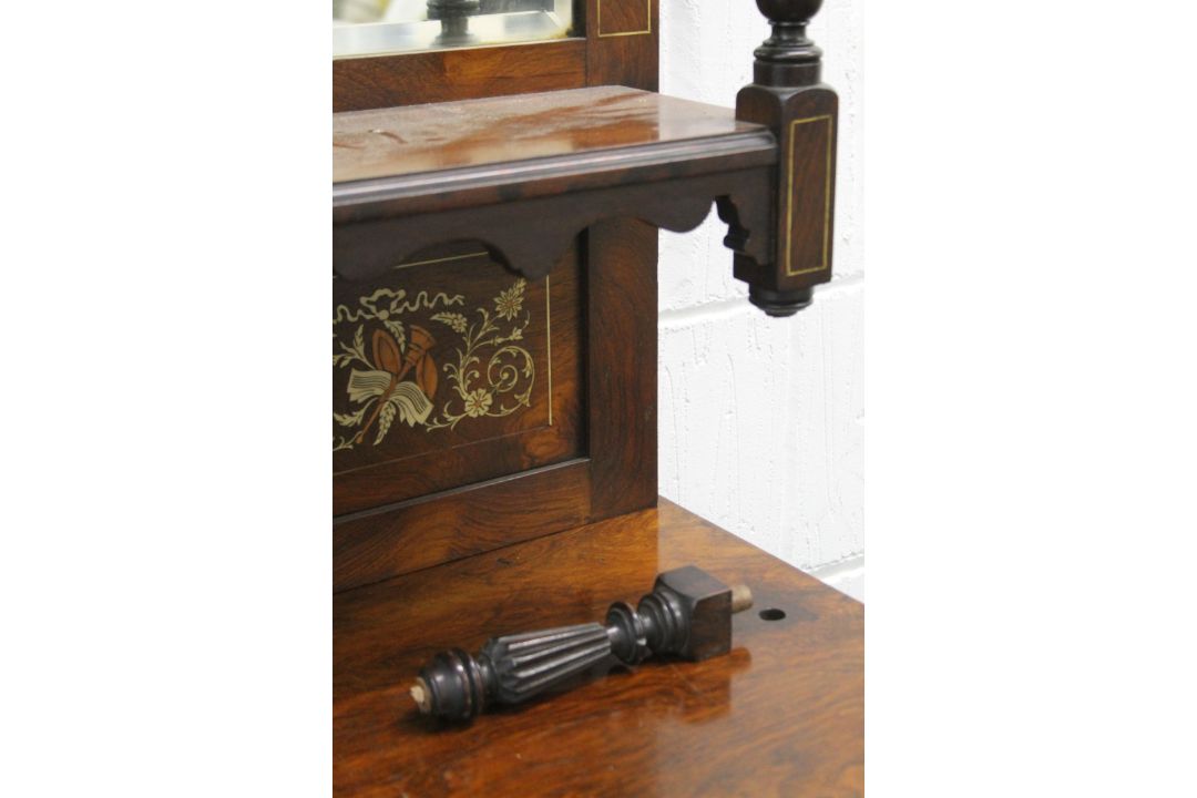 A Victorian inlaid rosewood side cabinet. 152 cm wide, 260 cm high. - Image 4 of 13