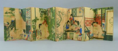 A Chinese folding book of erotica. 11 cm wide.