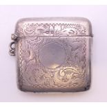 A silver vesta case. 5 cm high.