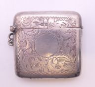 A silver vesta case. 5 cm high.