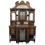 A Victorian inlaid rosewood side cabinet. 152 cm wide, 260 cm high.