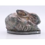 An unmarked silver clad rabbit. 5.5 cm high.