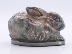 An unmarked silver clad rabbit. 5.5 cm high.
