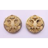 A pair of silver eagle cufflinks bearing Russian marks. 2.5 cm diameter.