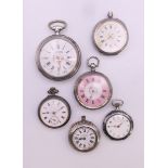 A collection of silver fob watches (Calenge Cyrille a N D de Cenilly, E A Vogler & Co Hamburg,