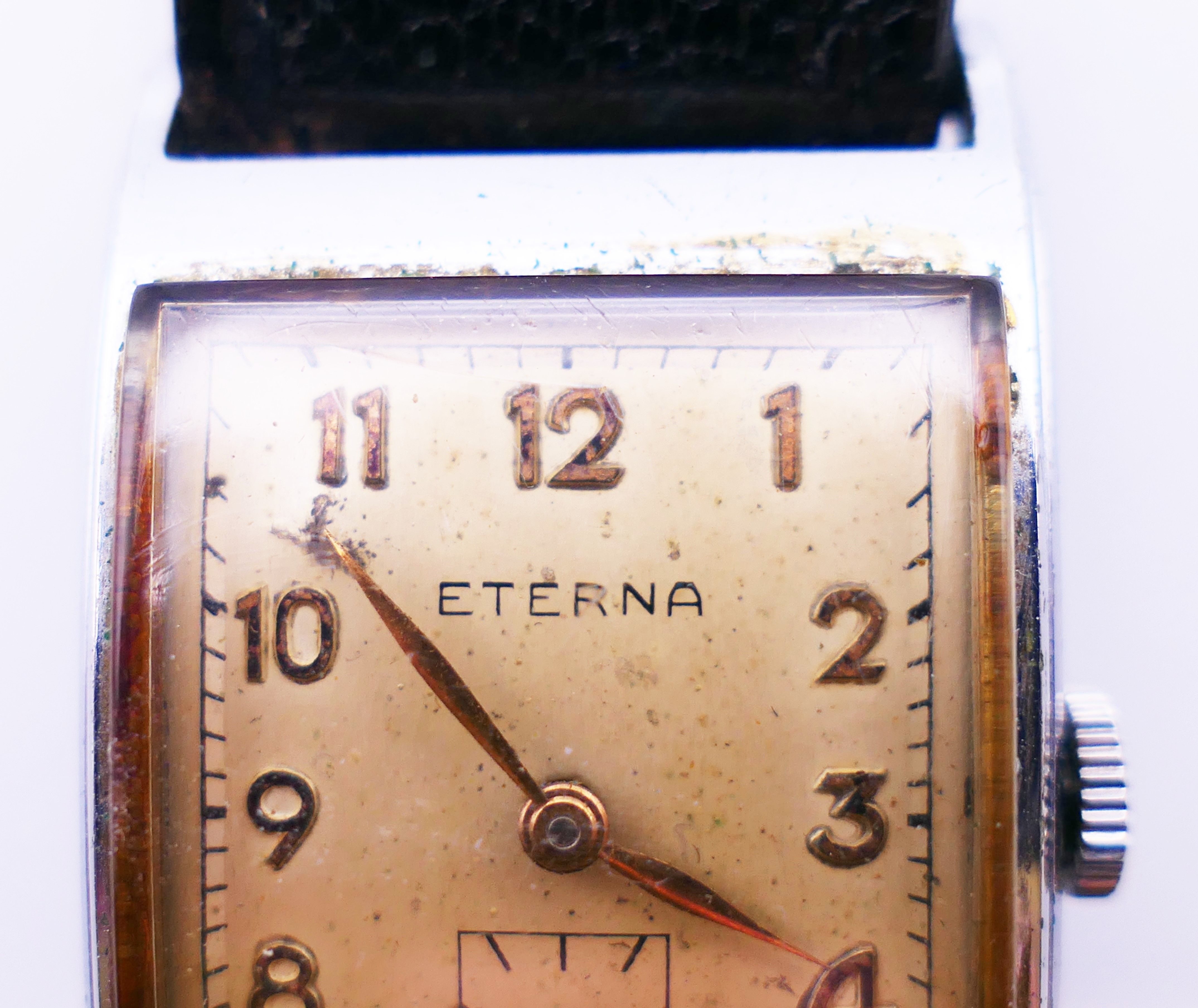 An Eterna gentleman's Tank Curvex Clamshell design wristwatch. Dial 2.25 x 3.25 cm. - Image 2 of 5