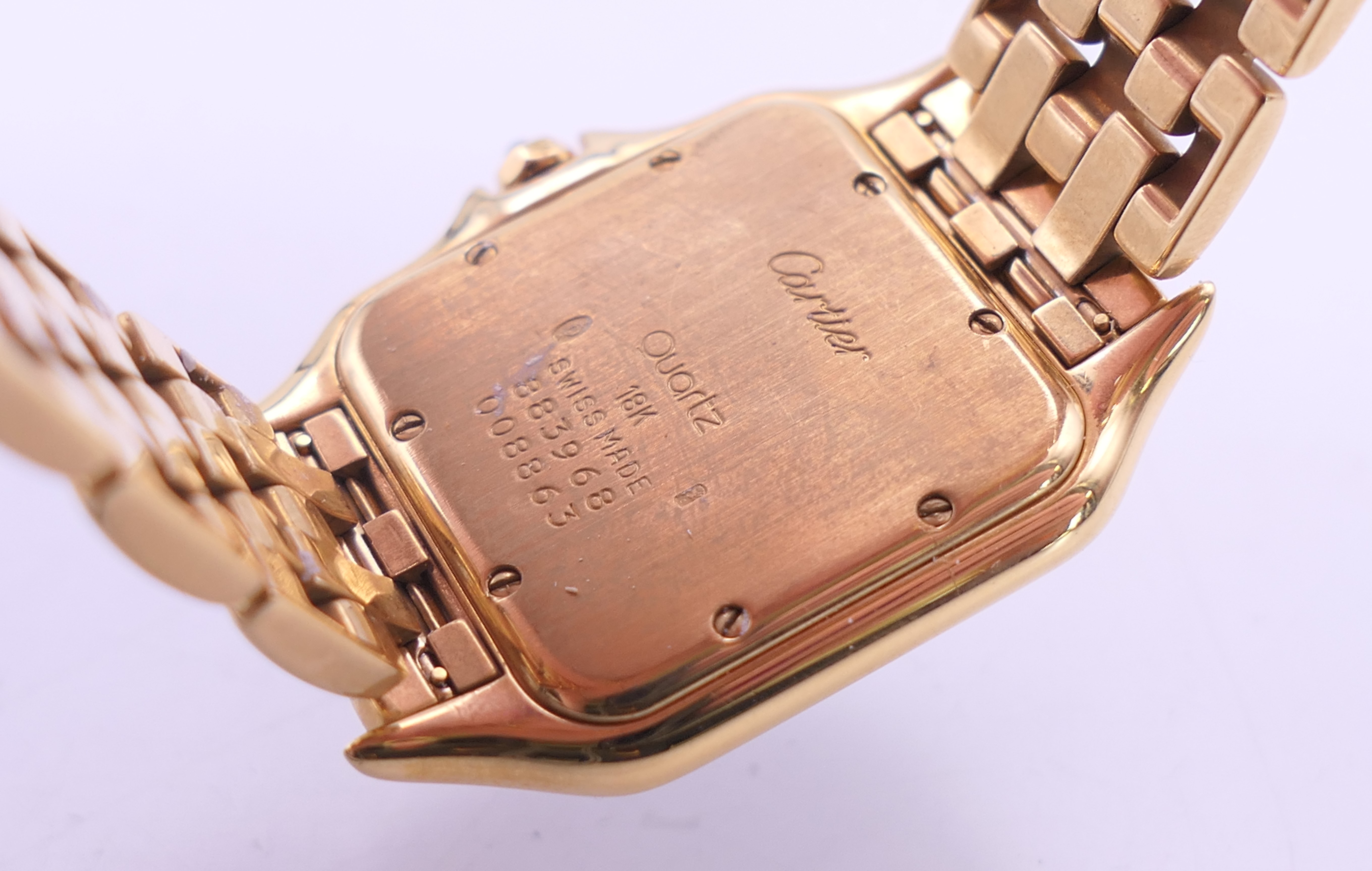 A boxed Panthere Cartier 18 ct gold gentlemen's wristwatch, numbered 883968, 008863, - Image 6 of 11