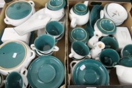 A quantity of Denby Greenwheat pottery. The tureen 22 cm wide.