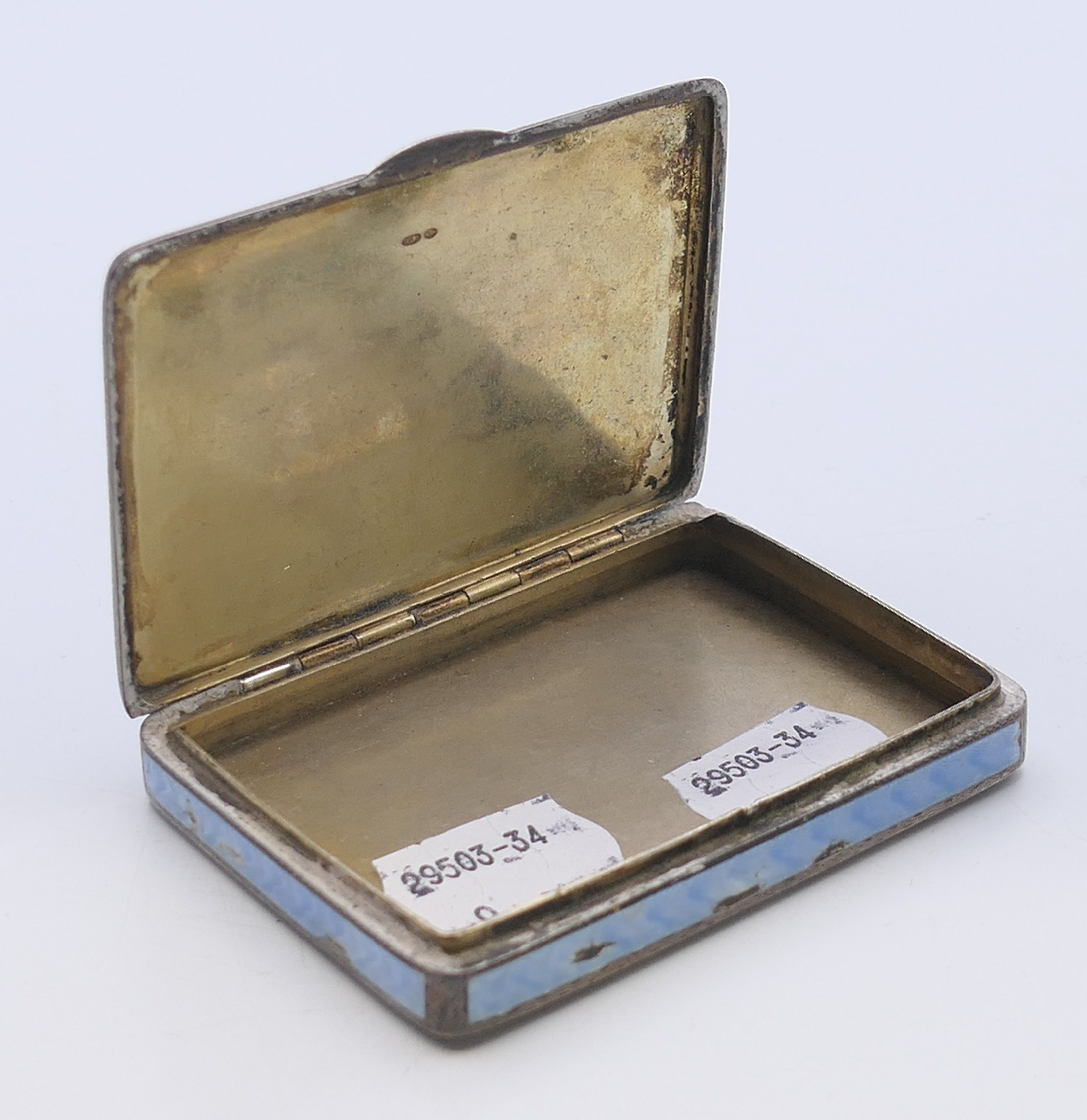 A silver and pale blue enamel snuffbox, - Image 3 of 6