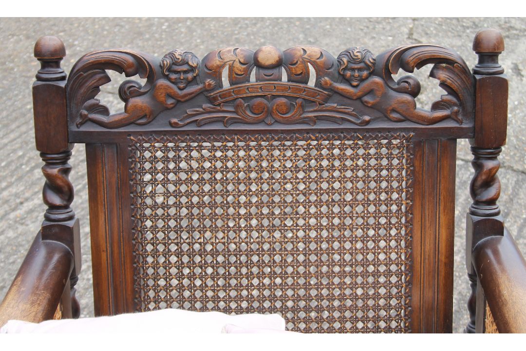 An early 20th century three-piece bergere suite. The settee 165 cm wide. - Image 8 of 12