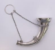 A large Victorian silver cornucopia vinaigrette. 13.5 cm long.