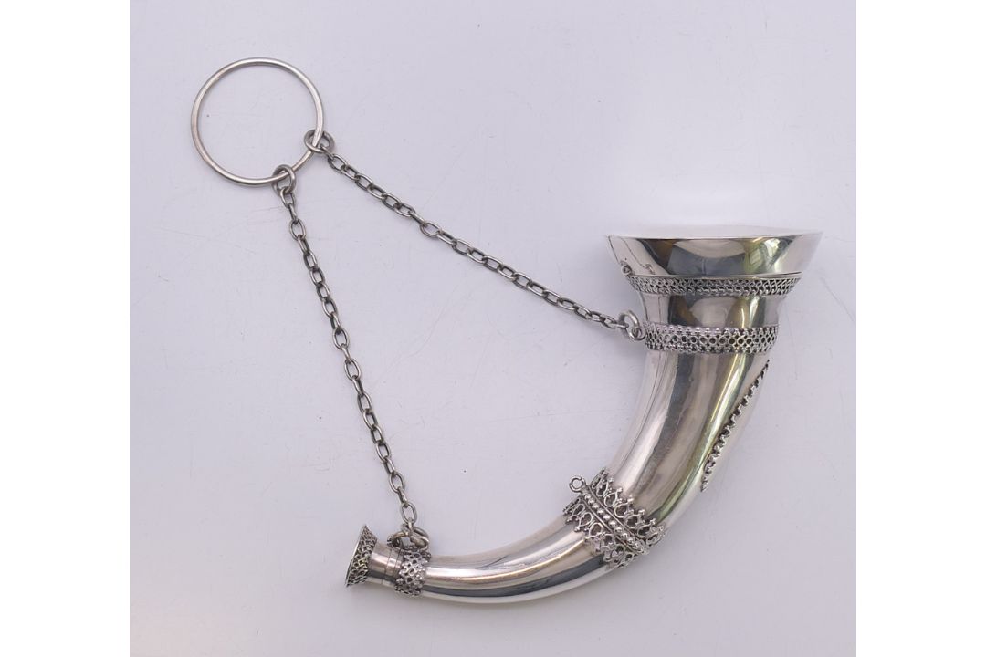 A large Victorian silver cornucopia vinaigrette. 13.5 cm long. - Image 1 of 6