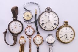 A collection of various wristwatches and pocket watches,