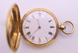 An 18 ct gold full hunter keywind pocket watch, the dial inscribed 'D Glasgow London'. 4.