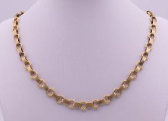 A unmarked 9 ct gold chain. 44 cm long. 15.2 grammes.