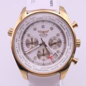 A boxed Aviator Traveller Collection wristwatch, AVW5839L211. 4.5 cm diameter.
