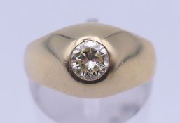 An 18 ct gold 50 point Transvaal diamond ring. Ring size O. 5.9 grammes total weight.