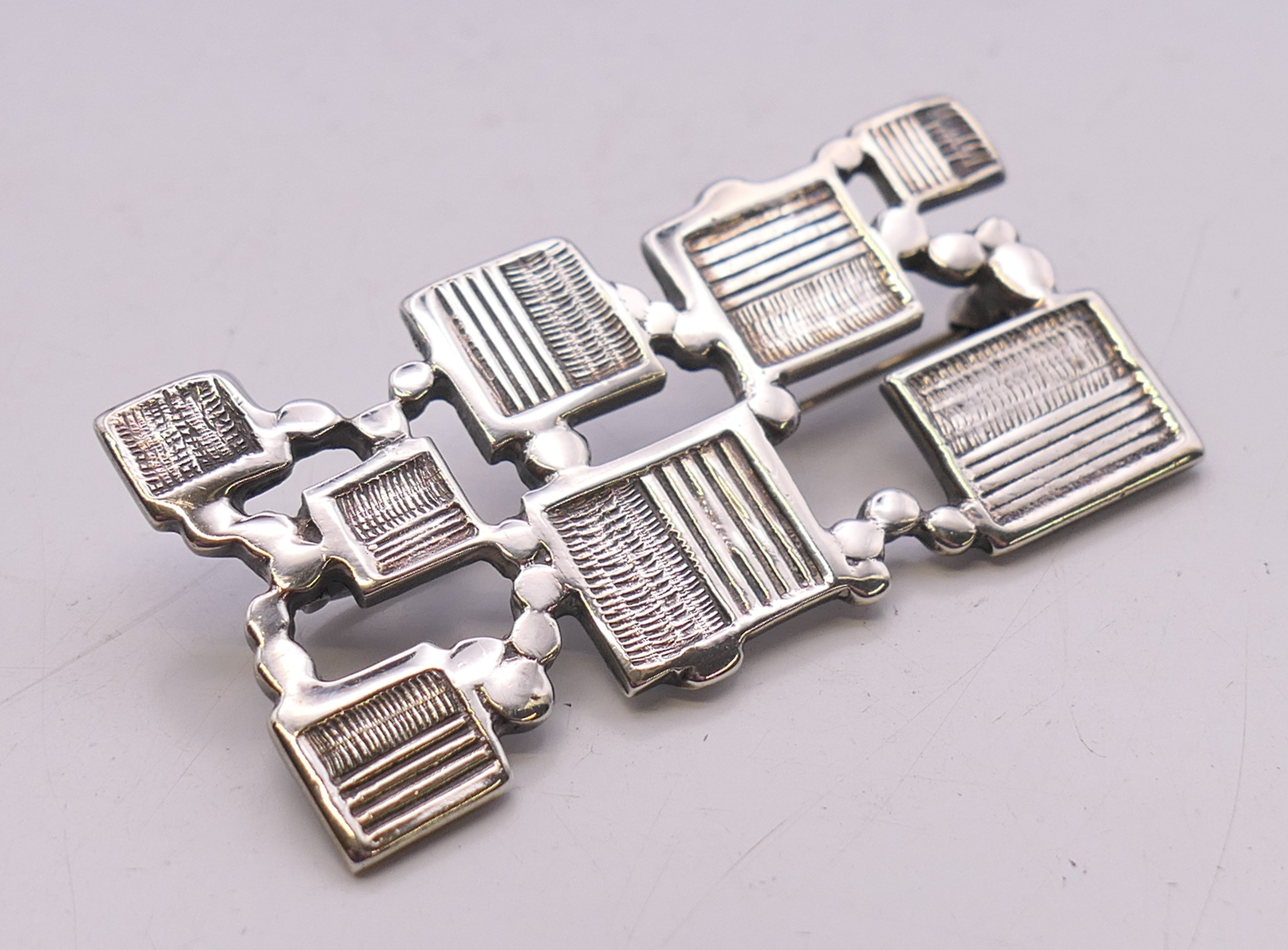 A silver abstract squares brooch hallmarked for Birmingham 1964, - Image 9 of 10